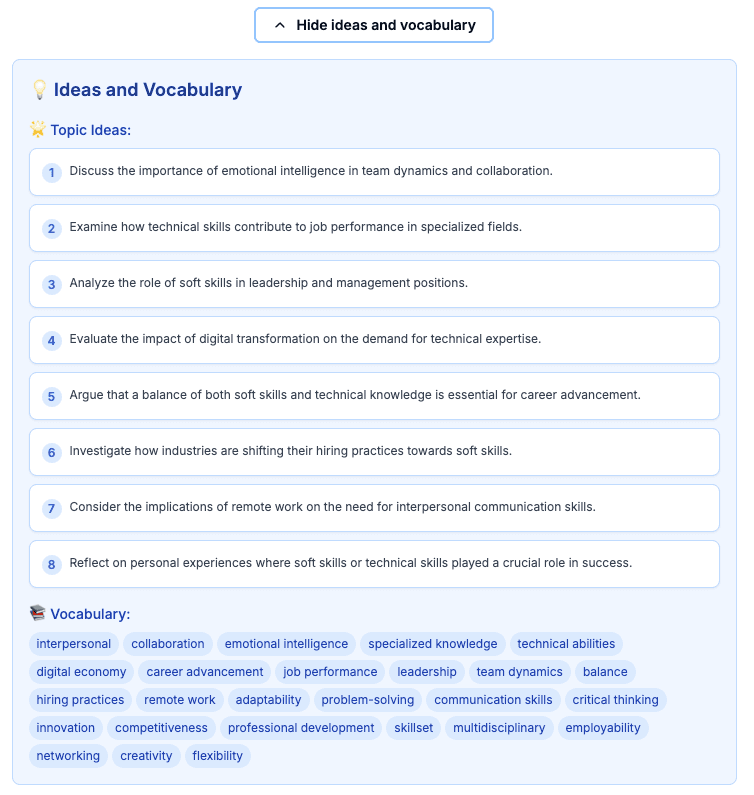 Ideas & Vocabulary Generator