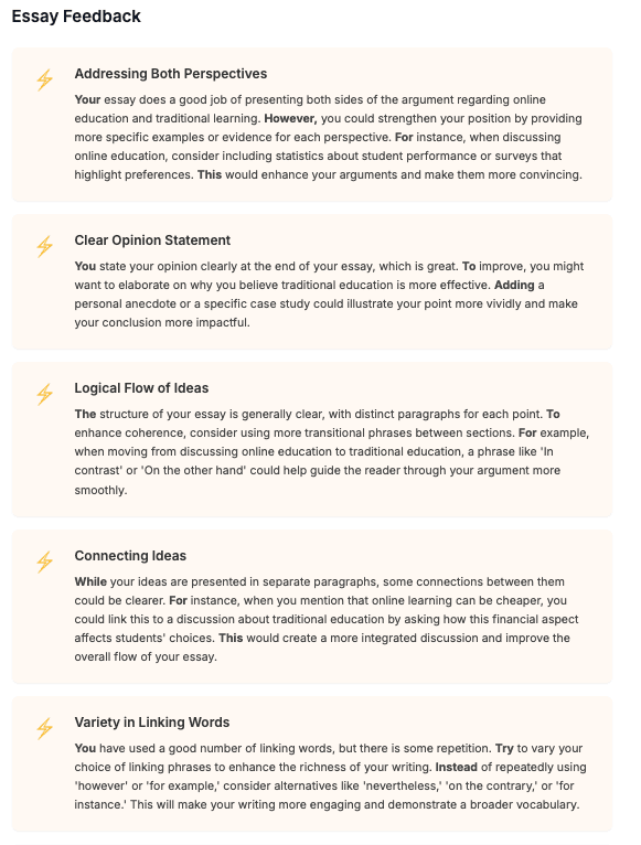 Personalized Feedback Cards