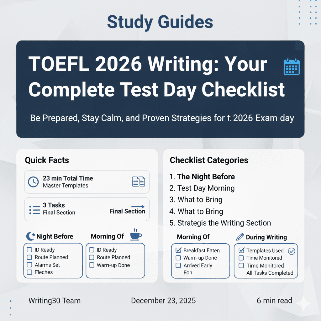 TOEFL 2026 Writing: Your Complete Test Day Checklist